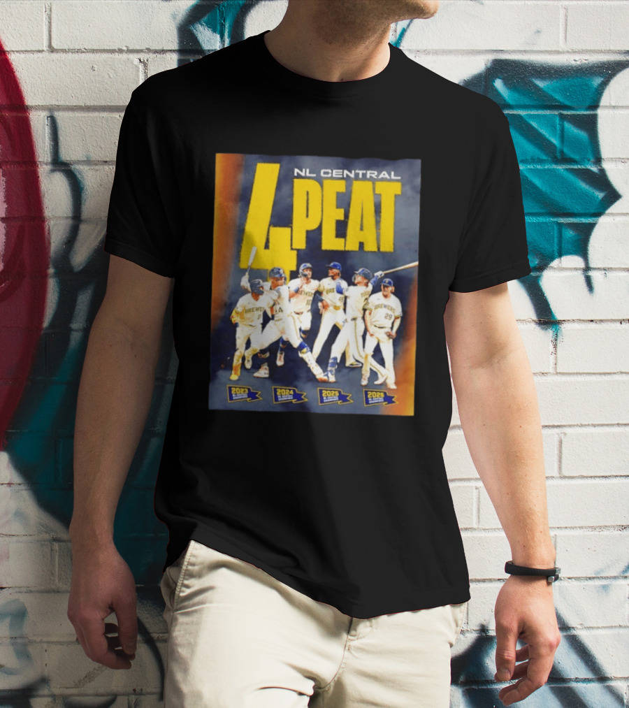 Milwaukee Brewers 4 Peat NL Central Champs 2023 2026 Players Edition T-Shirt