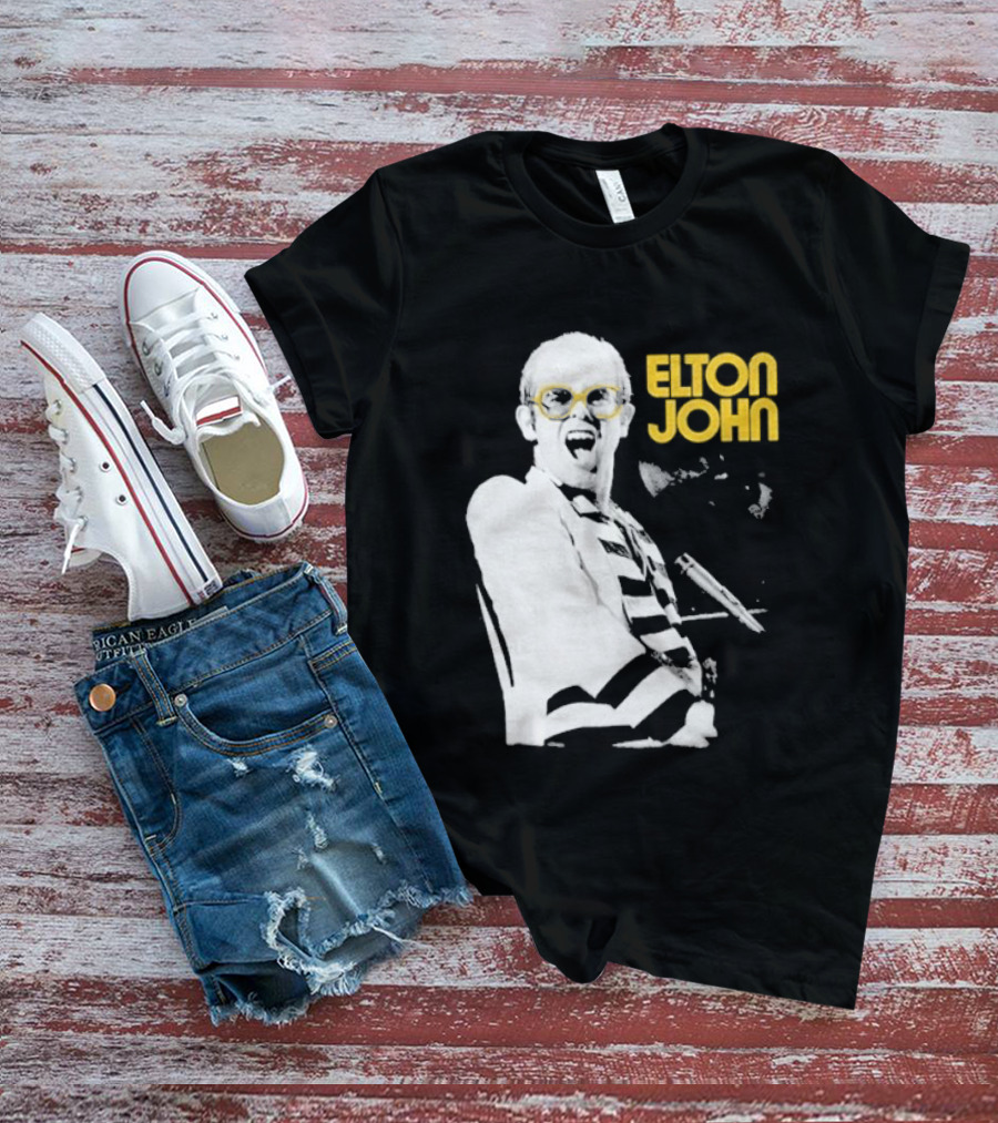 Elton John Classic Concert Series Iconic Glasses And Microphone T-Shirt