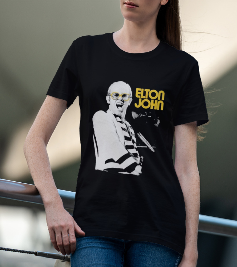 Elton John Classic Concert Series Iconic Glasses And Microphone T-Shirt