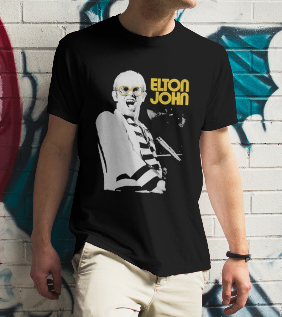 Elton John Classic Concert Series Iconic Glasses And Microphone T-Shirt