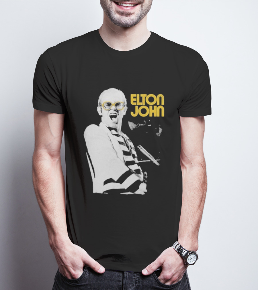 Elton John Classic Concert Series Iconic Glasses And Microphone T-Shirt