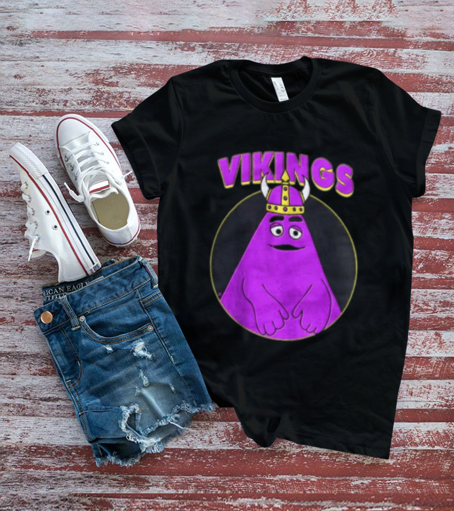 Vikings Purple Character With Horned Helmet T-Shirt