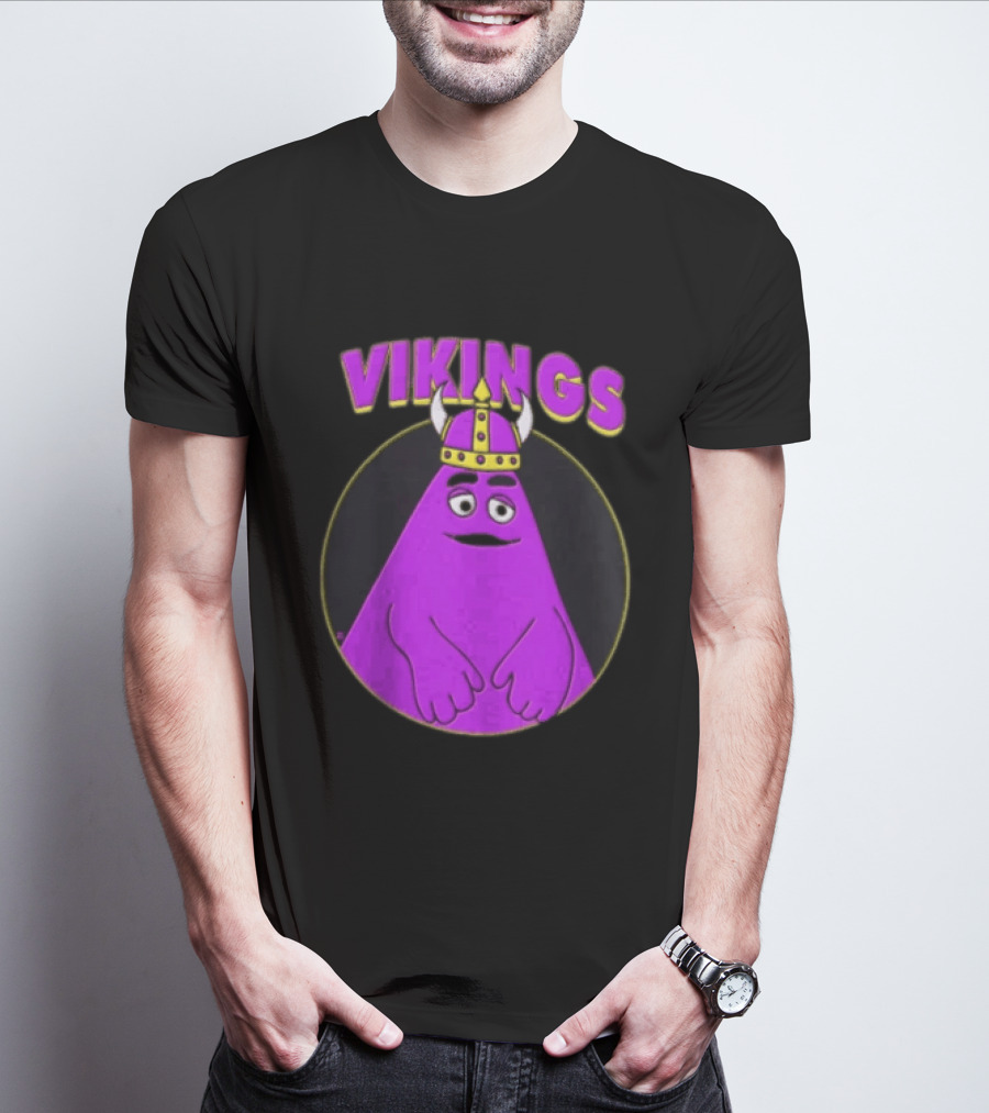 Vikings Purple Character With Horned Helmet T-Shirt