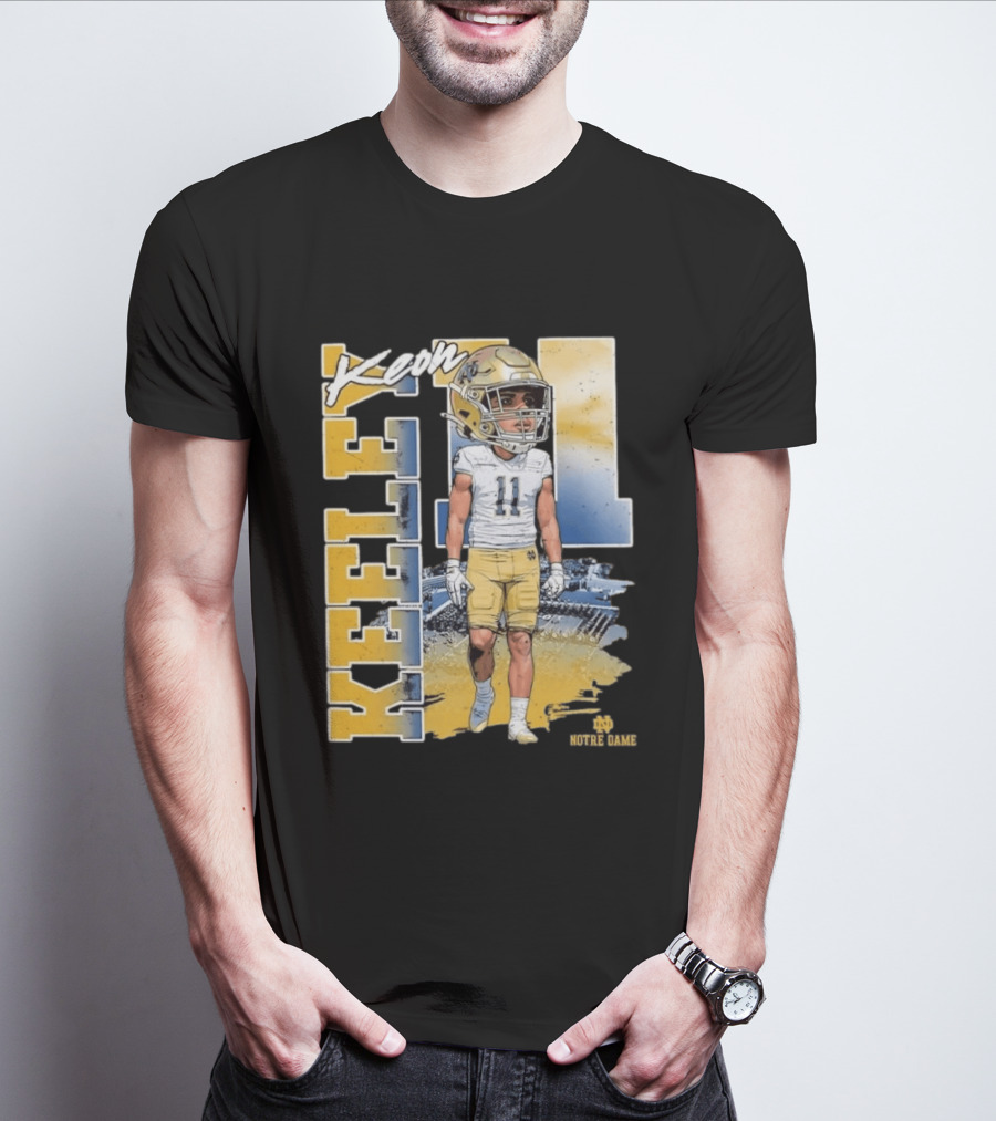 Notre Dame Fighting Irish Keon Keeley No 11 NCAA Football Caricature T-Shirt