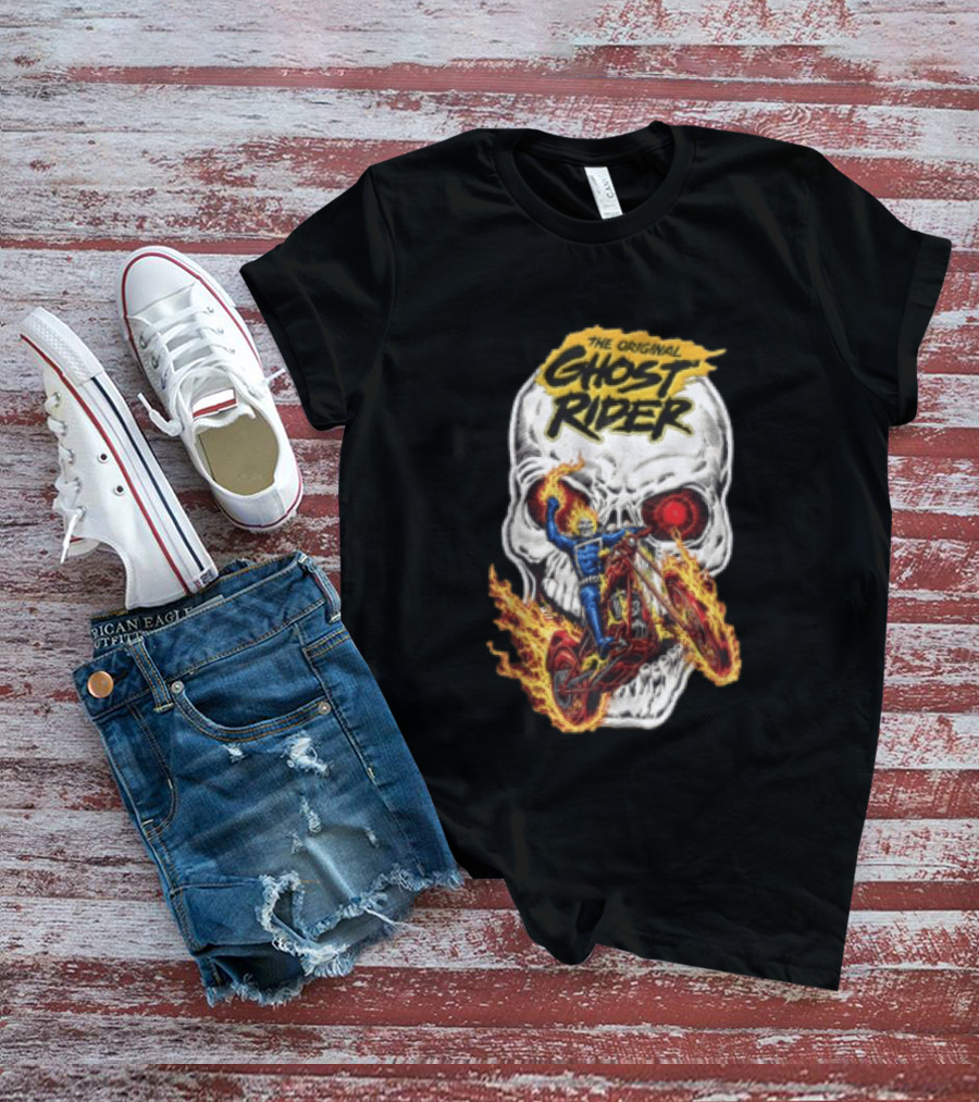 The Original Ghost Rider Flaming Skull Motorcycle Rider T-Shirt