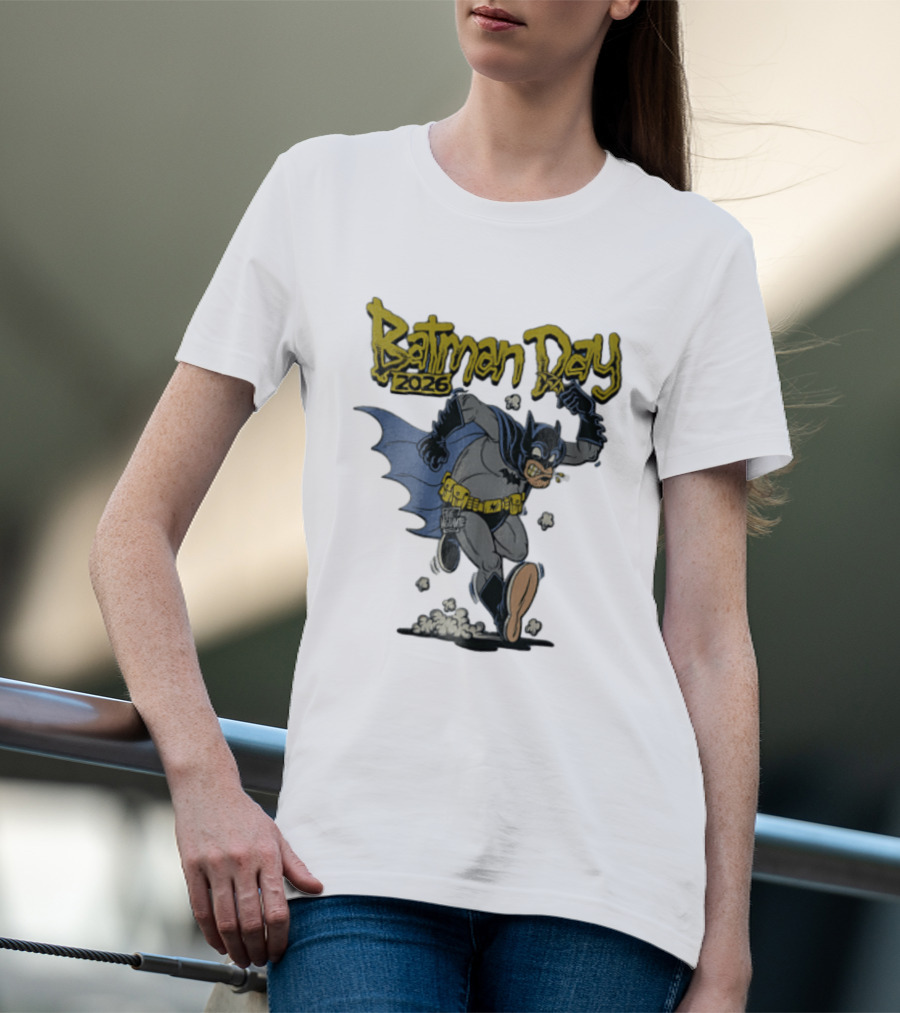 Batman Day 2026 Cartoon Running With Batarang T-Shirt