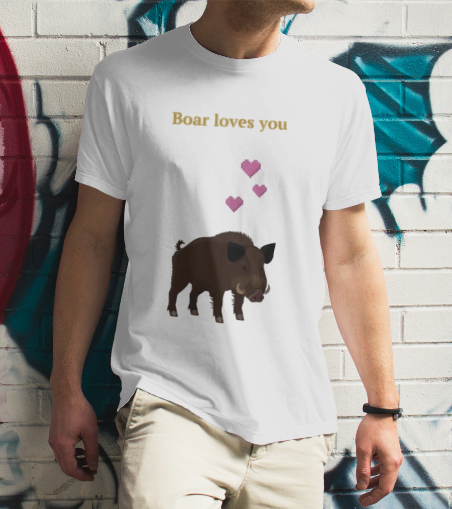 Boar Loves You With Pink Hearts T-Shirt