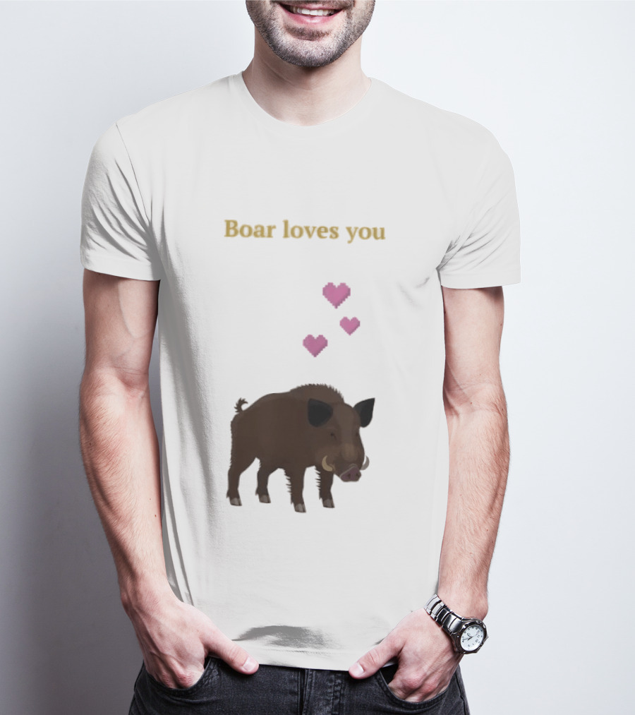 Boar Loves You With Pink Hearts T-Shirt