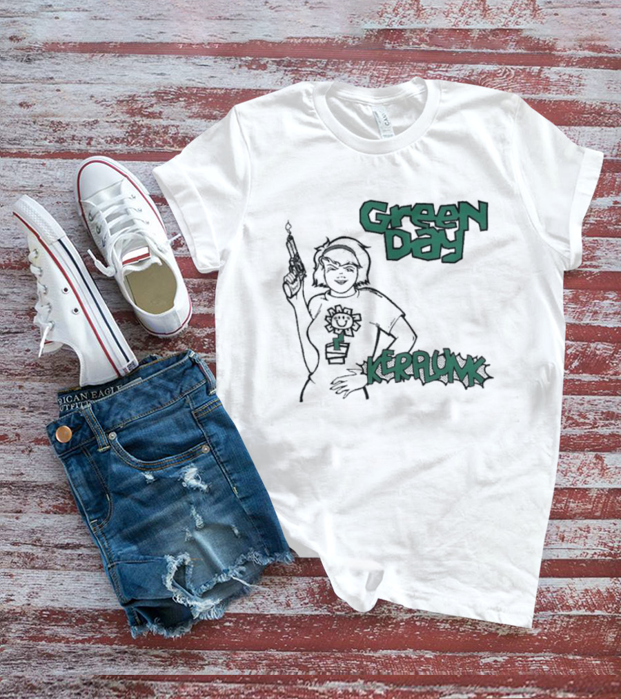 Green Day Kerplunk Vintage Character Holding Flower Pot T-Shirt