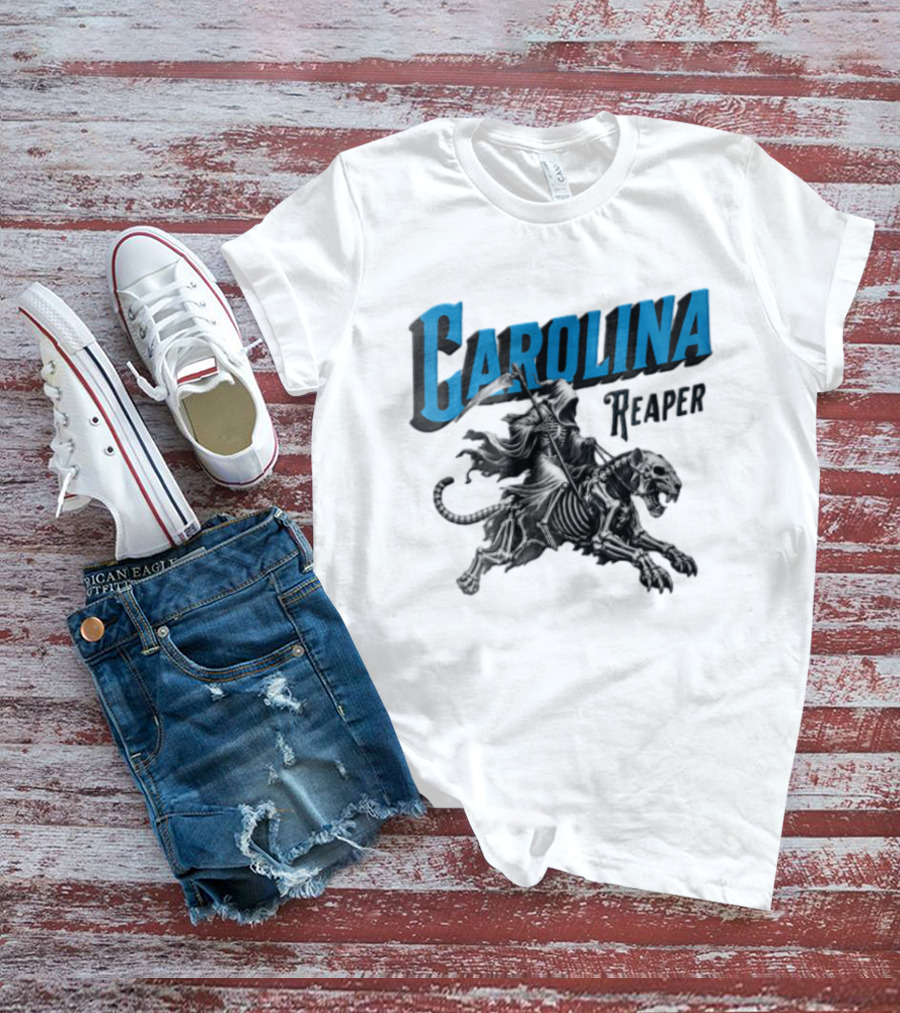 Carolina Reaper Grim Reaper Riding Skeleton Panther T-Shirt