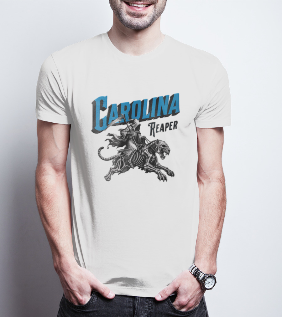 Carolina Reaper Grim Reaper Riding Skeleton Panther T-Shirt