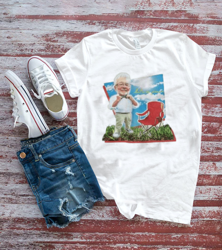 John Chungus Store The John Chungus Show Red Chair And Bowtie Outdoors Clouds Blue Sky T-Shirt
