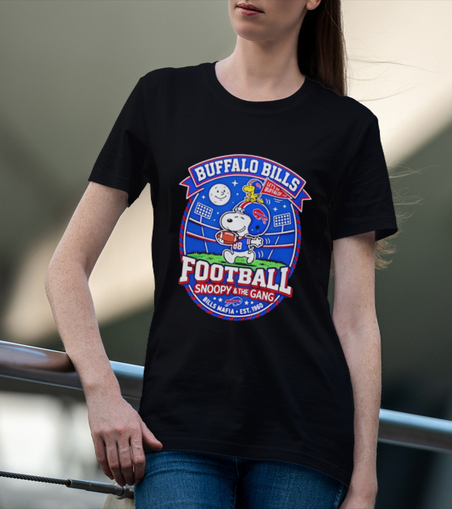 Buffalo Bills Football Snoopy & The Gang Bills Mafia Est 1960 Let's Go Buffalo T-Shirt