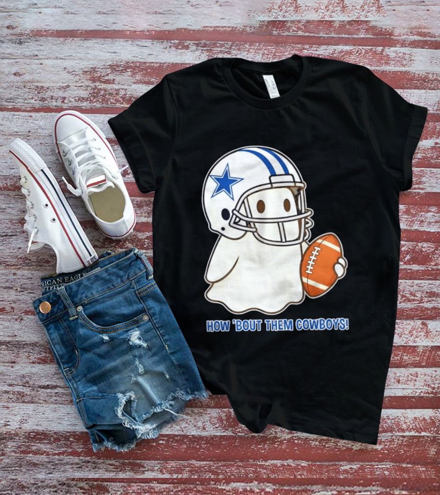 Dallas Cowboys How 'Bout Them Cowboys Halloween Ghost Football Star Helmet Football T-Shirt