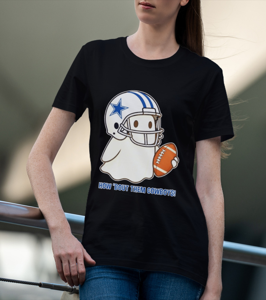 Dallas Cowboys How 'Bout Them Cowboys Halloween Ghost Football Star Helmet Football T-Shirt