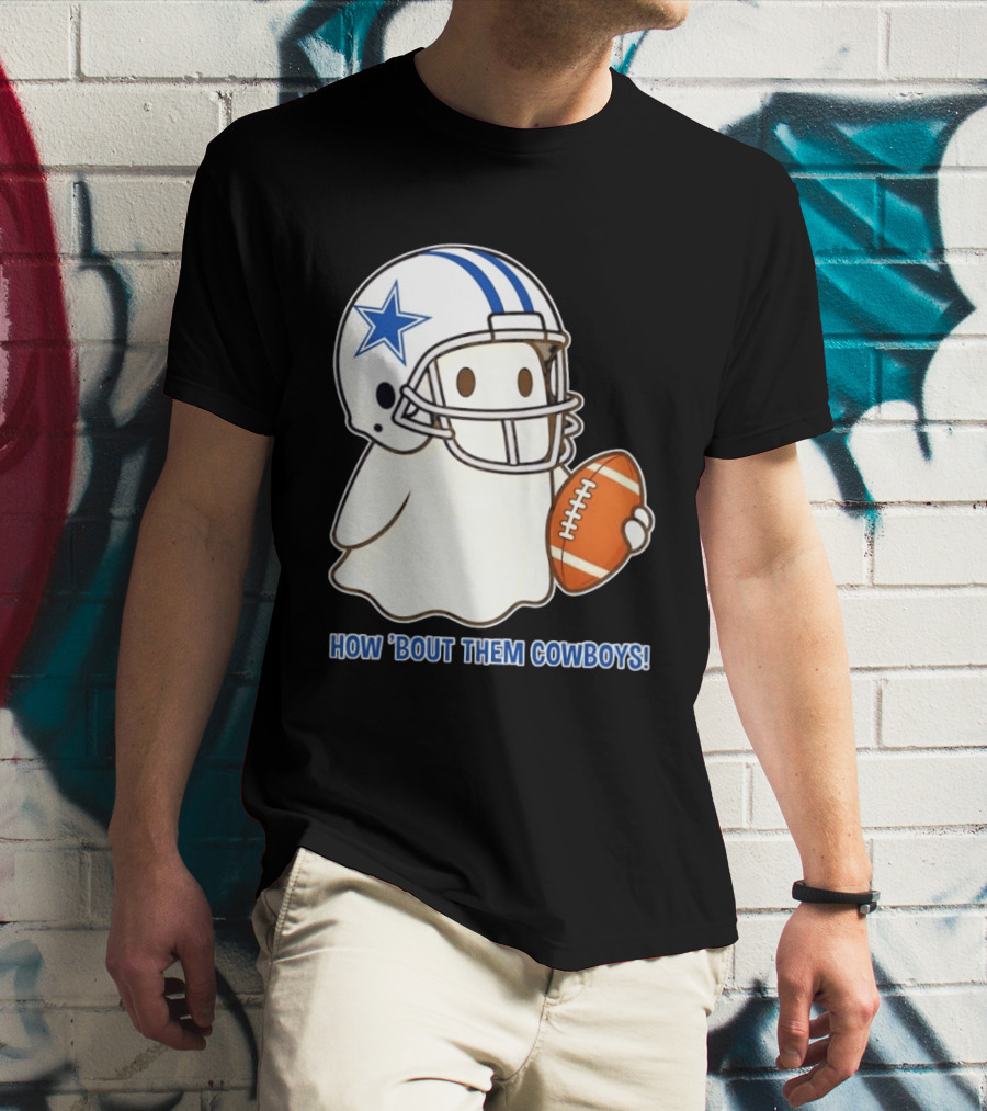 Dallas Cowboys How 'Bout Them Cowboys Halloween Ghost Football Star Helmet Football T-Shirt