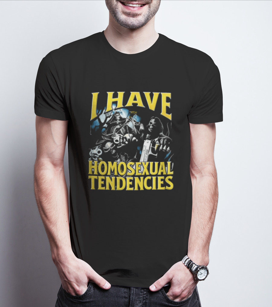 I Have Homosexual Tendencies Skeletons With Handguns Dark T-Shirt