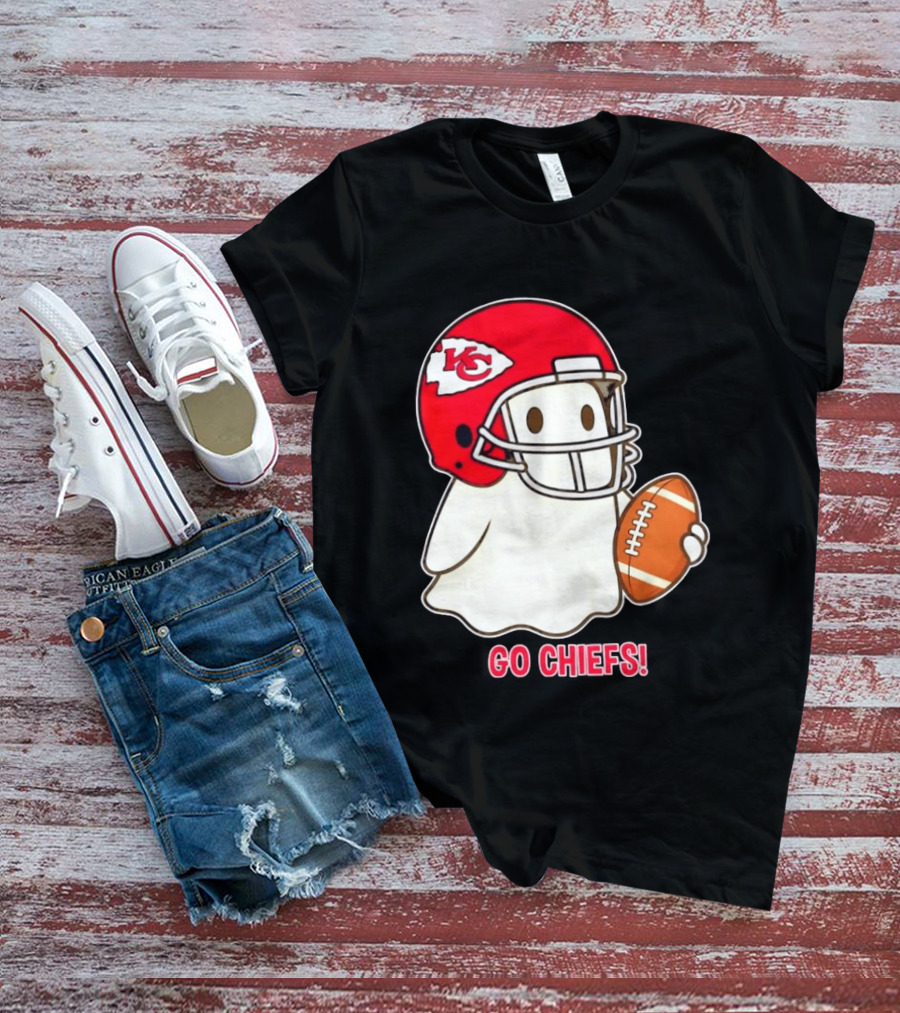 Kansas City Chiefs Go Chiefs Halloween Ghost Football Helmet T-Shirt