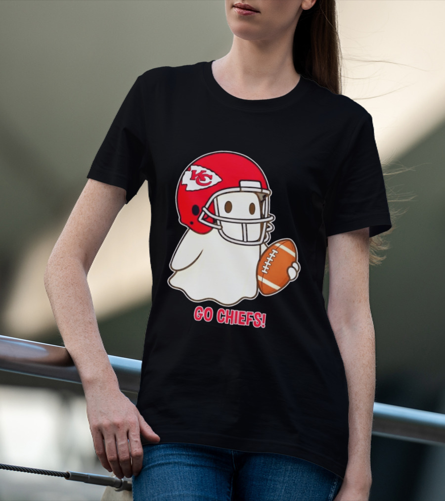 Kansas City Chiefs Go Chiefs Halloween Ghost Football Helmet T-Shirt