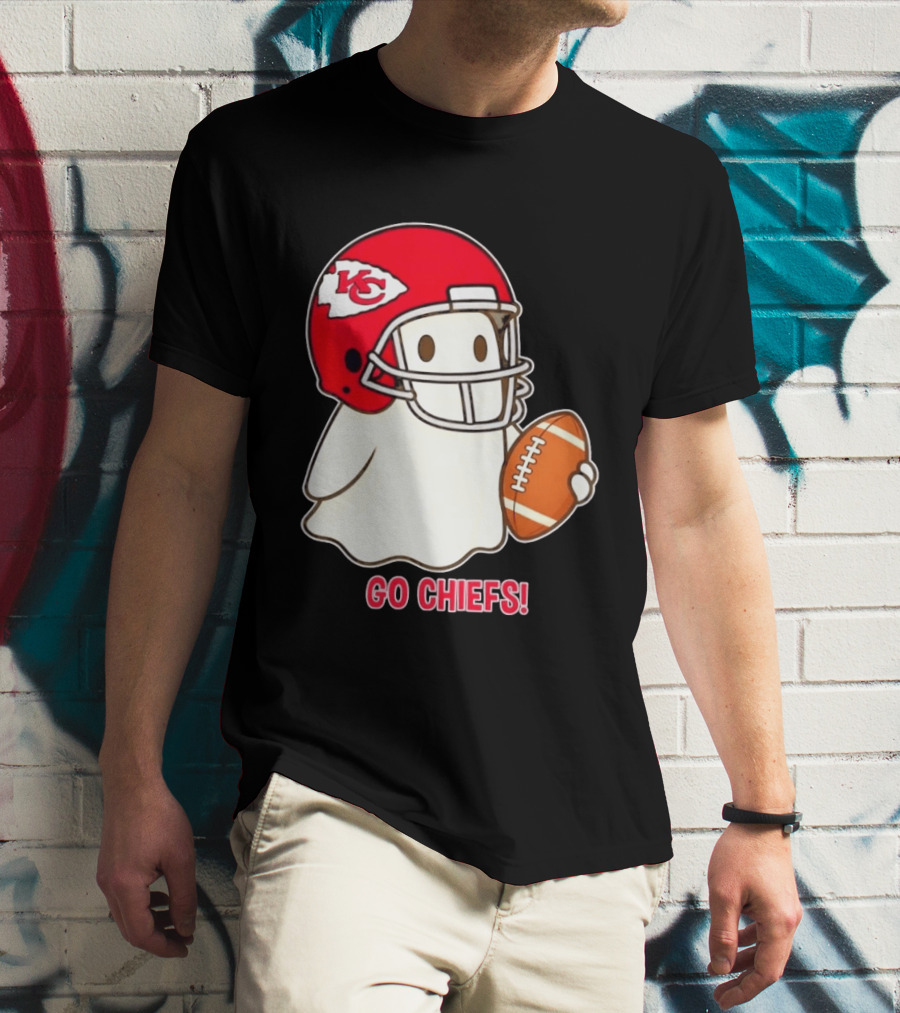 Kansas City Chiefs Go Chiefs Halloween Ghost Football Helmet T-Shirt