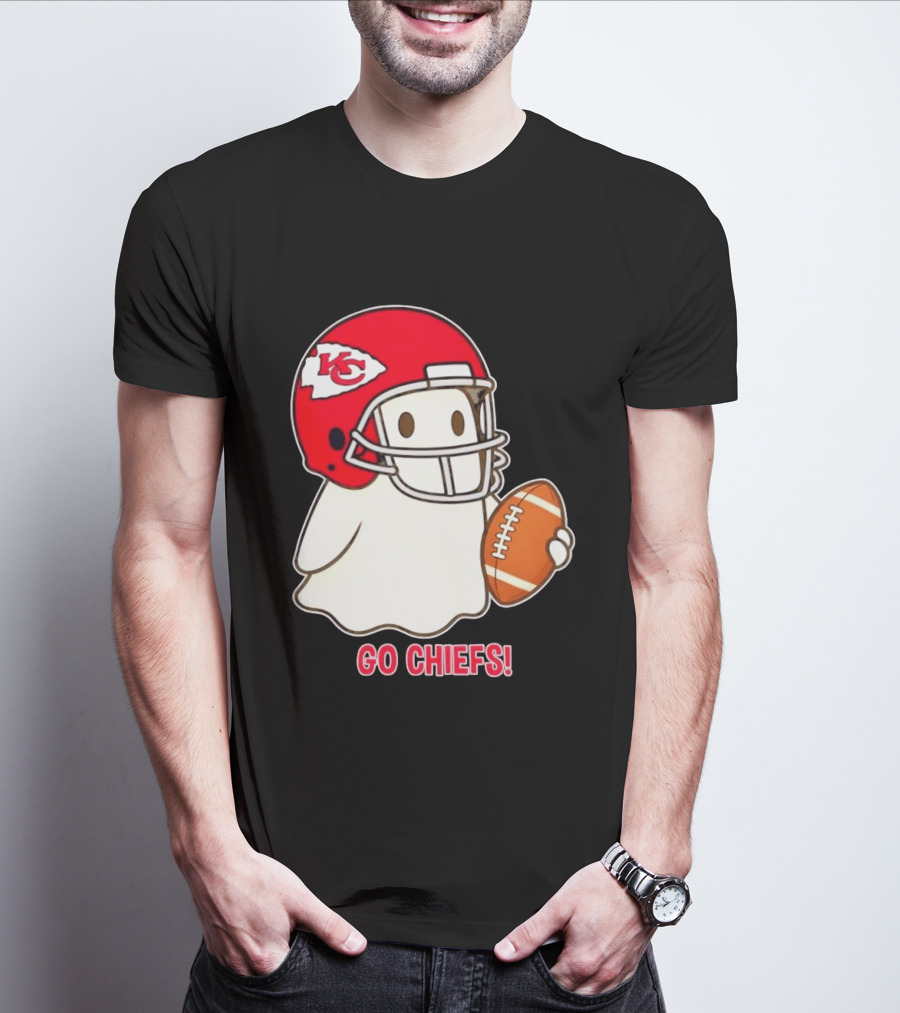 Kansas City Chiefs Go Chiefs Halloween Ghost Football Helmet T-Shirt