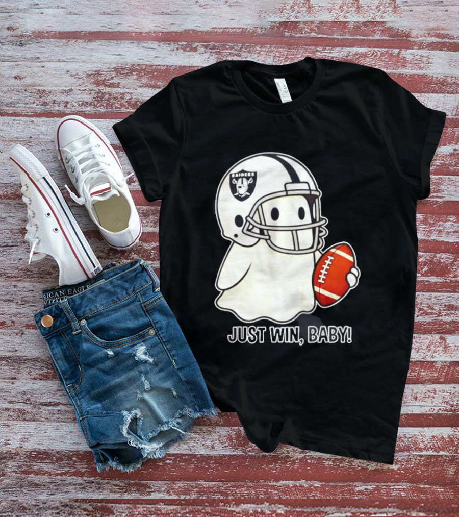 Las Vegas Raiders Just Win Baby Ghost Football Halloween 2026 T-Shirt