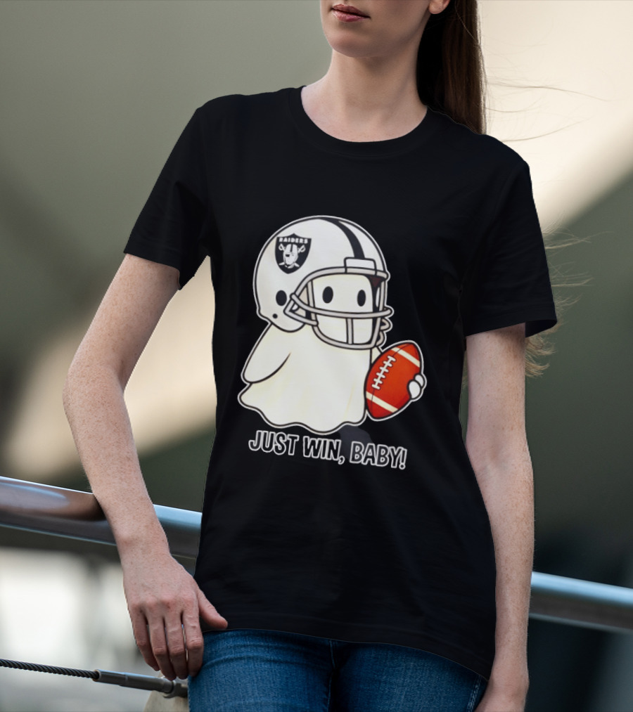 Las Vegas Raiders Just Win Baby Ghost Football Halloween 2026 T-Shirt