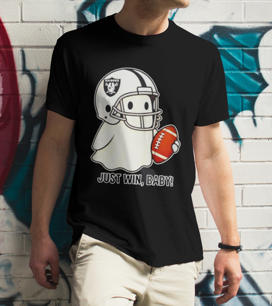 Las Vegas Raiders Just Win Baby Ghost Football Halloween 2026 T-Shirt