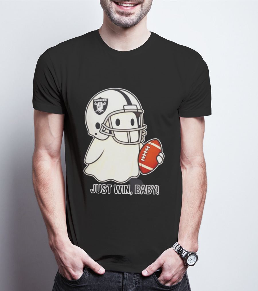 Las Vegas Raiders Just Win Baby Ghost Football Halloween 2026 T-Shirt