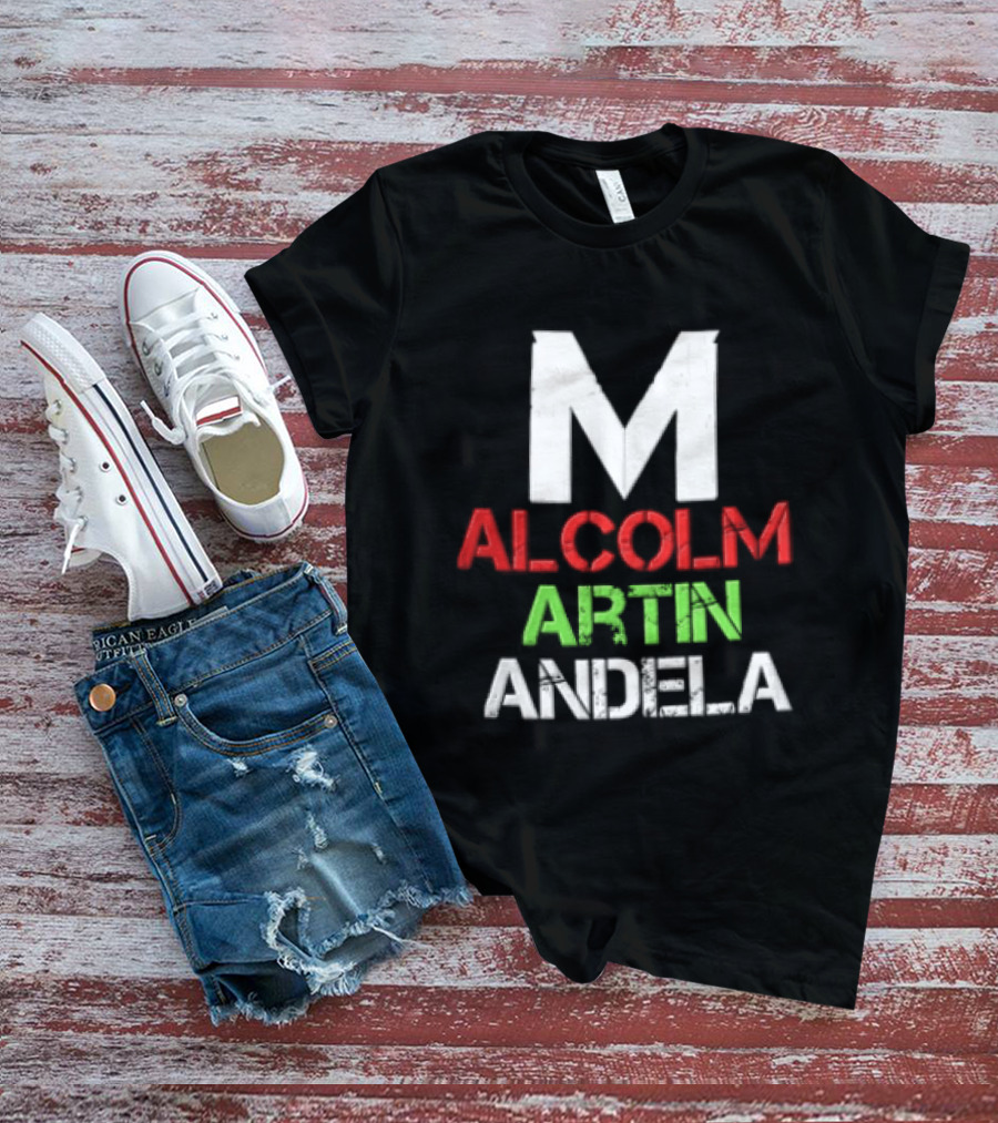 Malcolm Martin Mandela Distressed Stacked T-Shirt