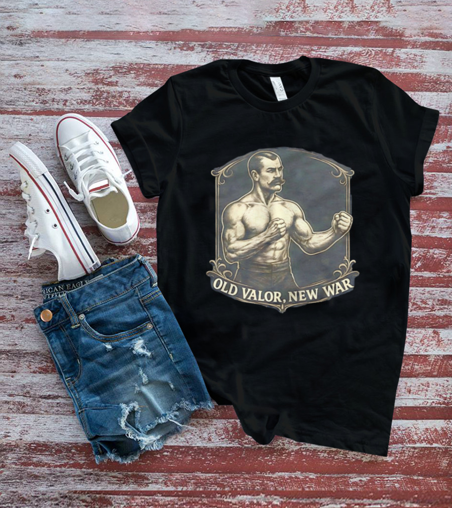 Old Valor New War Mustachioed Boxer T-Shirt