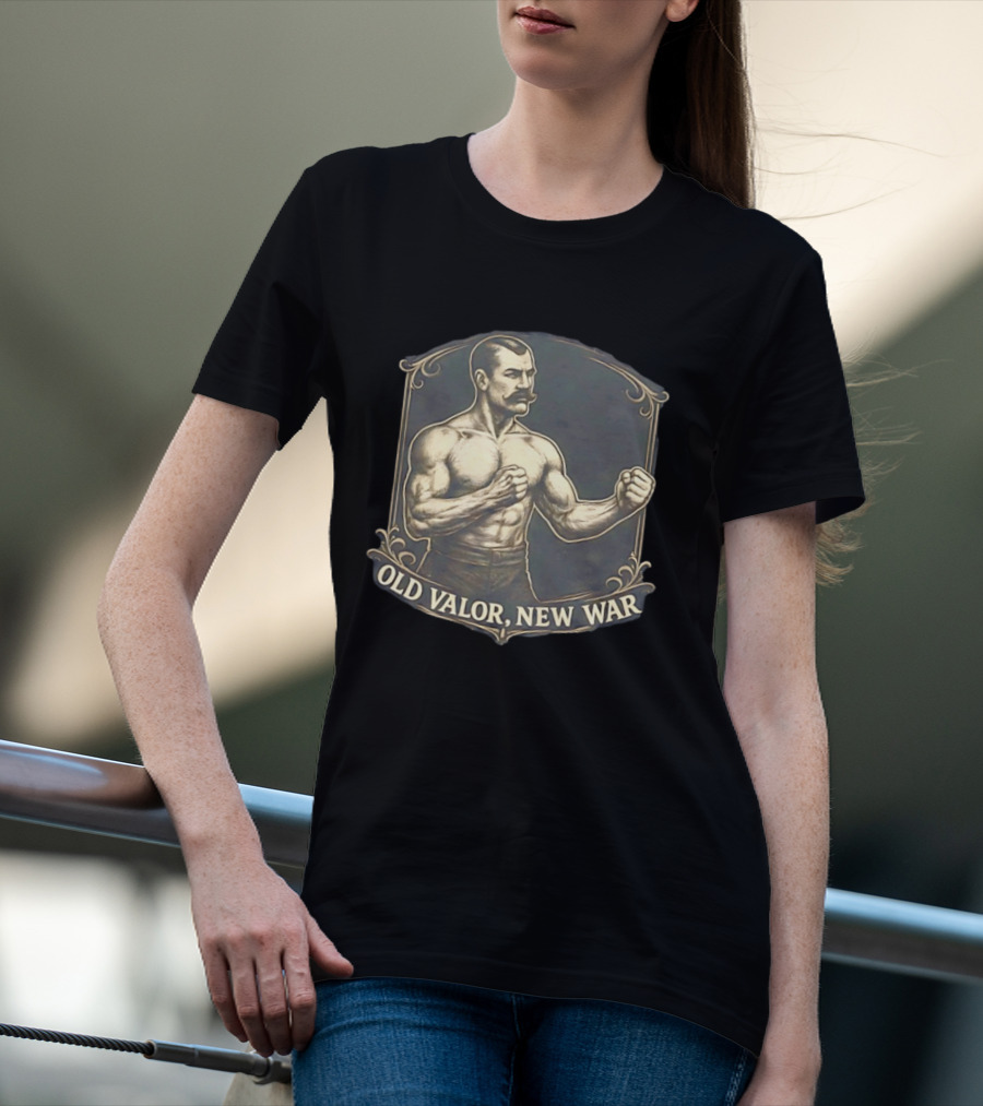 Old Valor New War Mustachioed Boxer T-Shirt