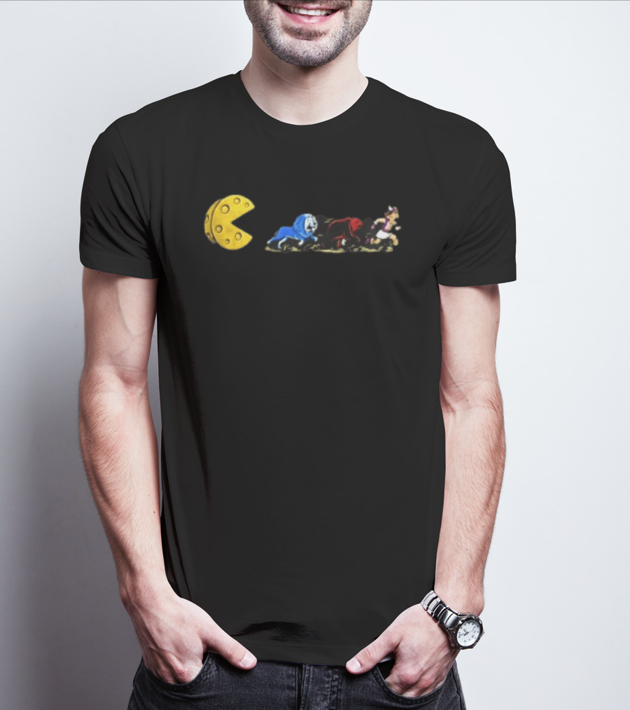 Pac Man Cheese Chasing Lions Bear And Hercules Journey T-Shirt