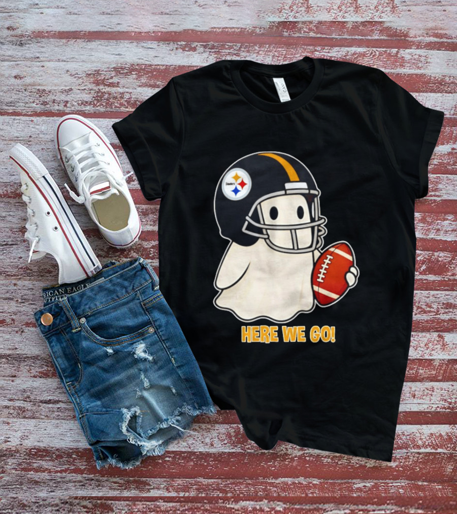 Pittsburgh Steelers Halloween Ghost Football Here We Go 2026 T-Shirt