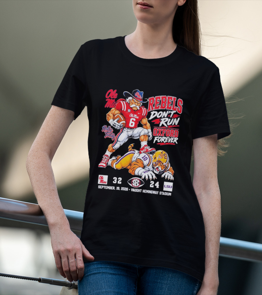 Ole Miss Rebels Victory 32 24 Over LSU September 19 2026 Vaught Hemingway Stadium T-Shirt