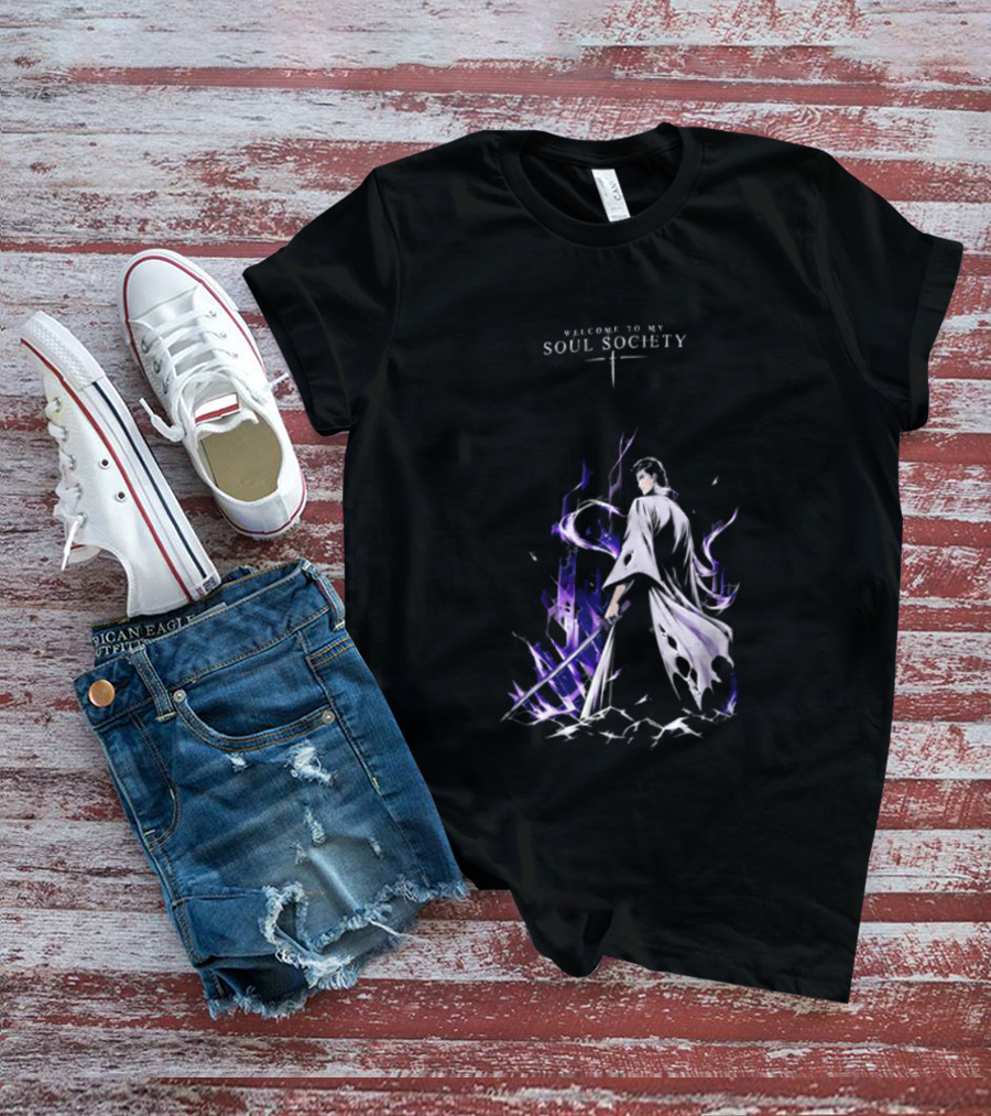 Sosuke Aizen Welcome To My Soul Society Sword Character Purple Aura T-Shirt