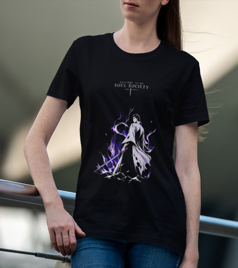 Sosuke Aizen Welcome To My Soul Society Sword Character Purple Aura T-Shirt