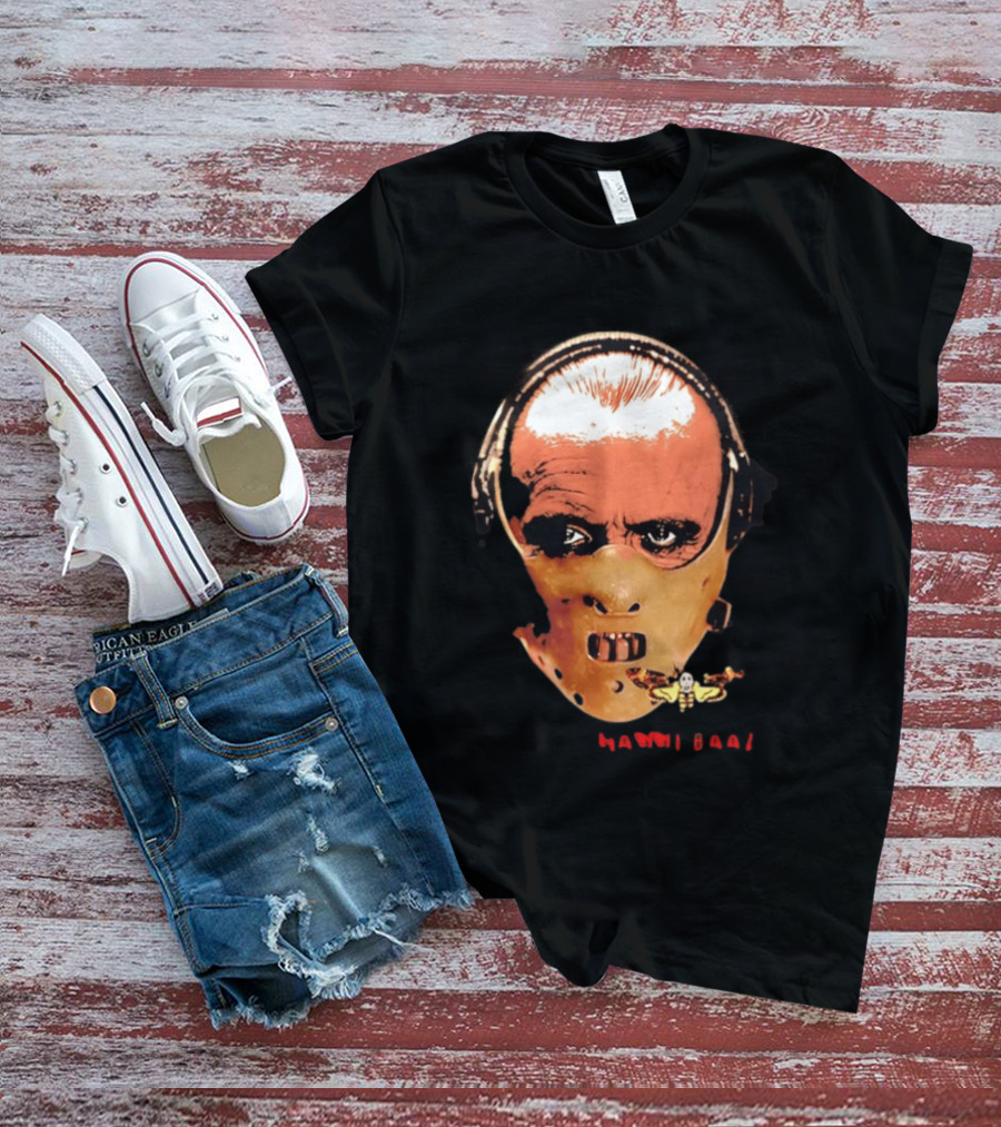 Hannibal Lecter Silence Of The Lamb Halloween Horror Mask With Skull Moth T-Shirt