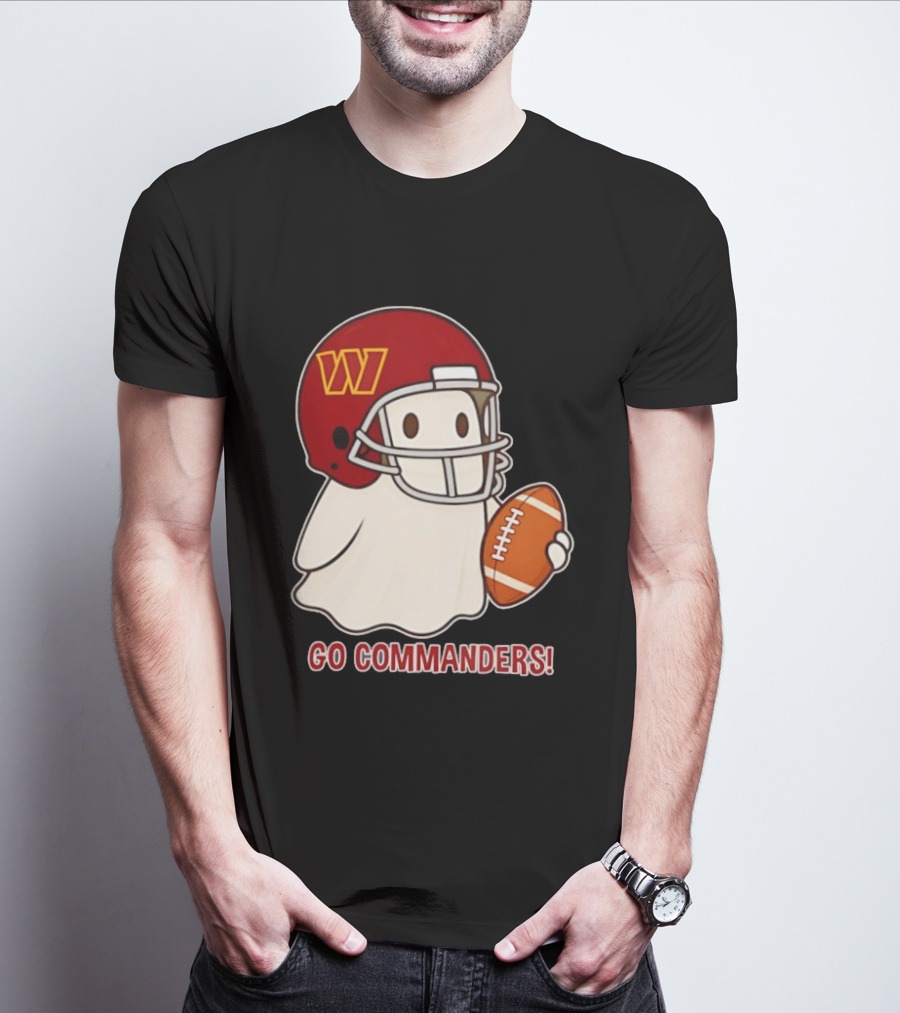 Washington Commanders Halloween Ghost Football Go Commanders 2026 T-Shirt