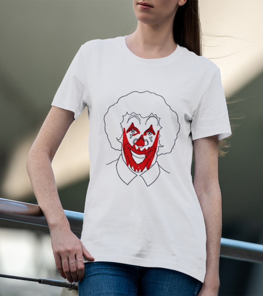 Asspizza Store Ronald Clown Face Drawing Red Lips White Collar T-Shirt