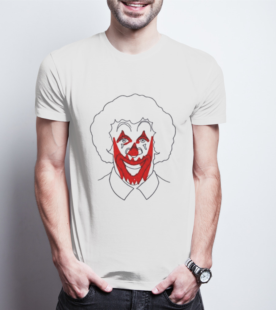 Asspizza Store Ronald Clown Face Drawing Red Lips White Collar T-Shirt