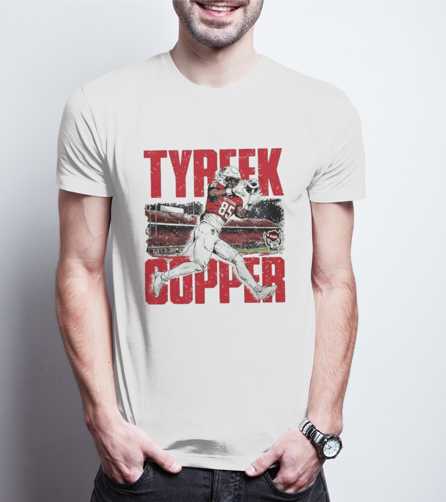 NCAA Football NC State Wolfpack Tyreek Copper Catching Highlight Caricature T-Shirt