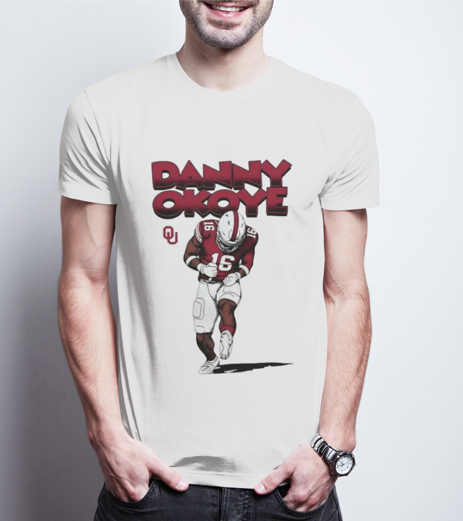 NCAA Football Oklahoma Sooners No 16 Danny Okoye Caricature OU T-Shirt