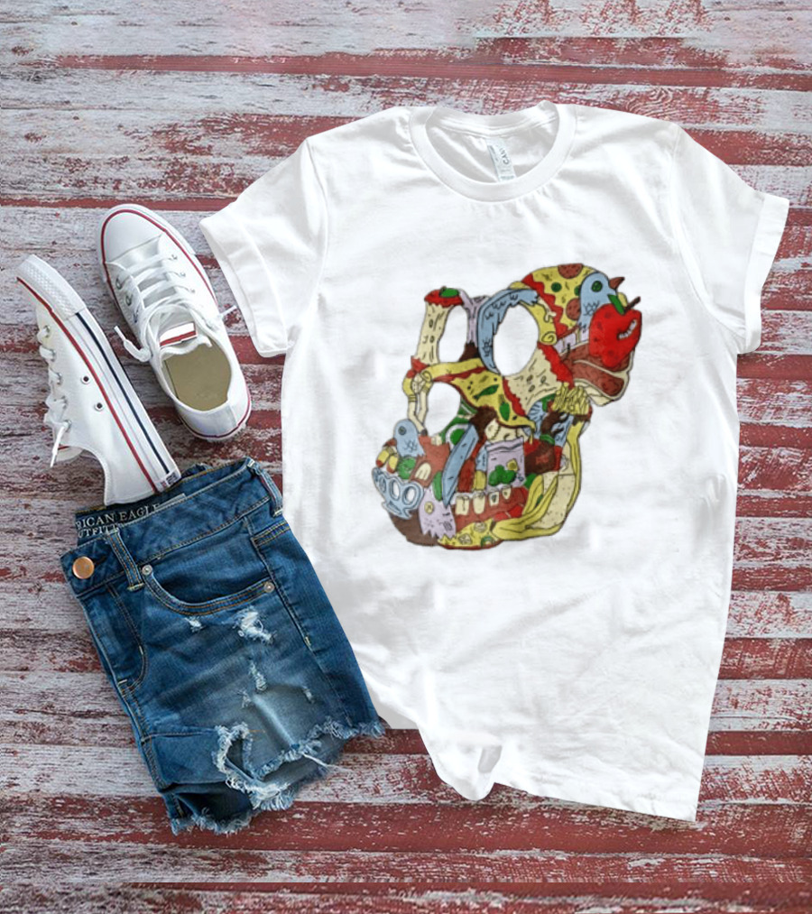 Skull Created From Pizza Burger And Fast Food T-Shirt