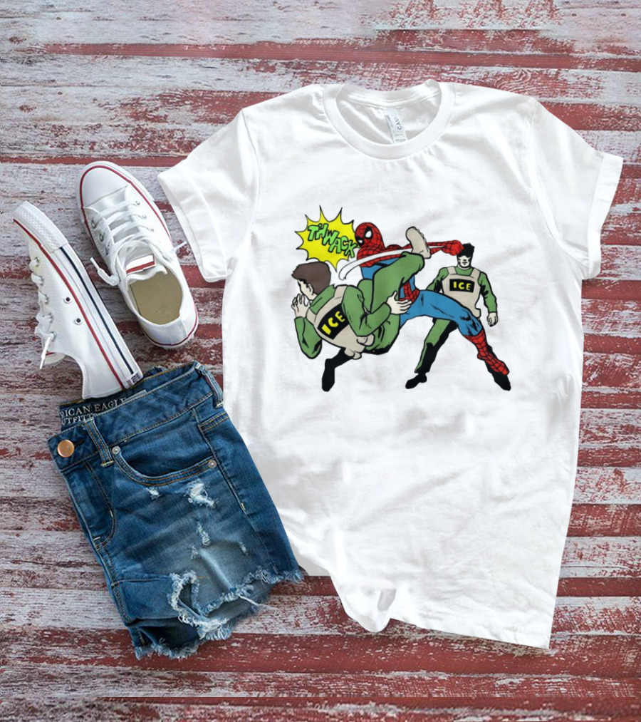 Spider Man Thwack ICE Agents Marvel Super Hero Action Scene T-Shirt