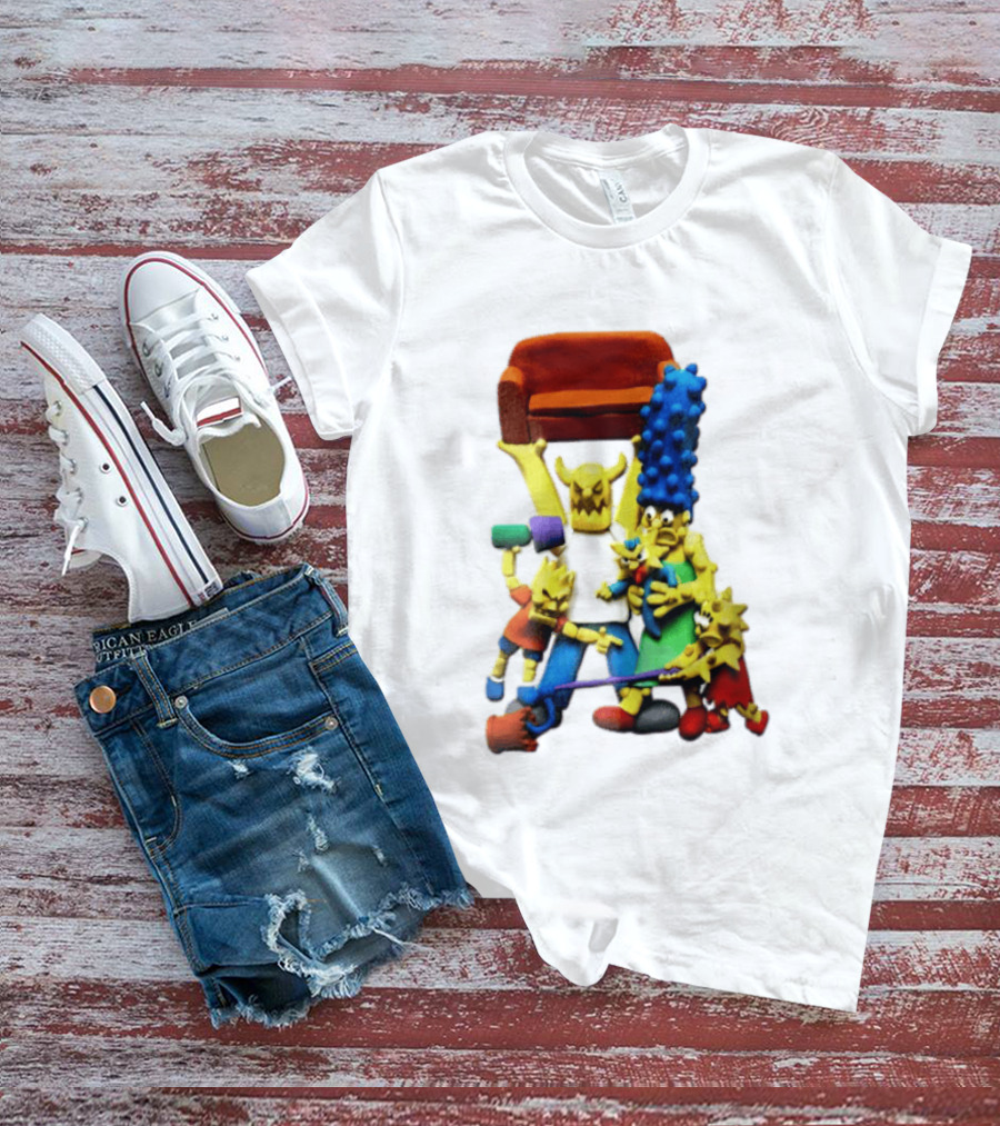 The Simpsons Claymation Family Couch Posing Scene T-Shirt