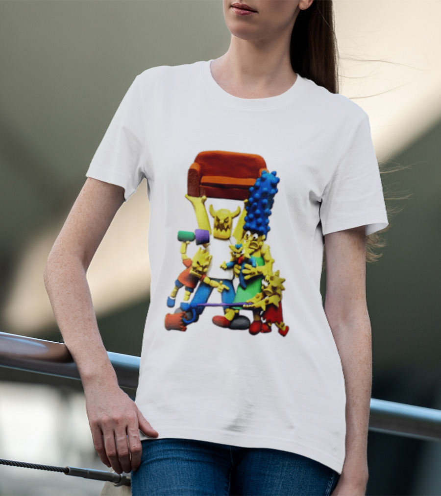 The Simpsons Claymation Family Couch Posing Scene T-Shirt
