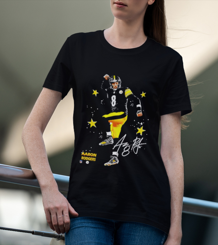 Aaron Rodgers Pittsburgh Steelers King Of The North Yellow Stars Signature T-Shirt