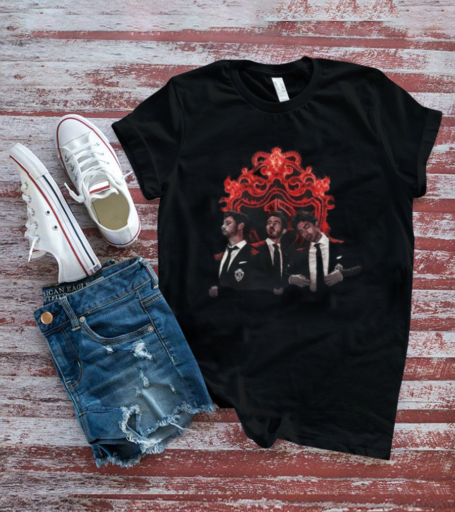 Jonas Brothers Burning Up Crest Tour Fiery Red Suits T-Shirt