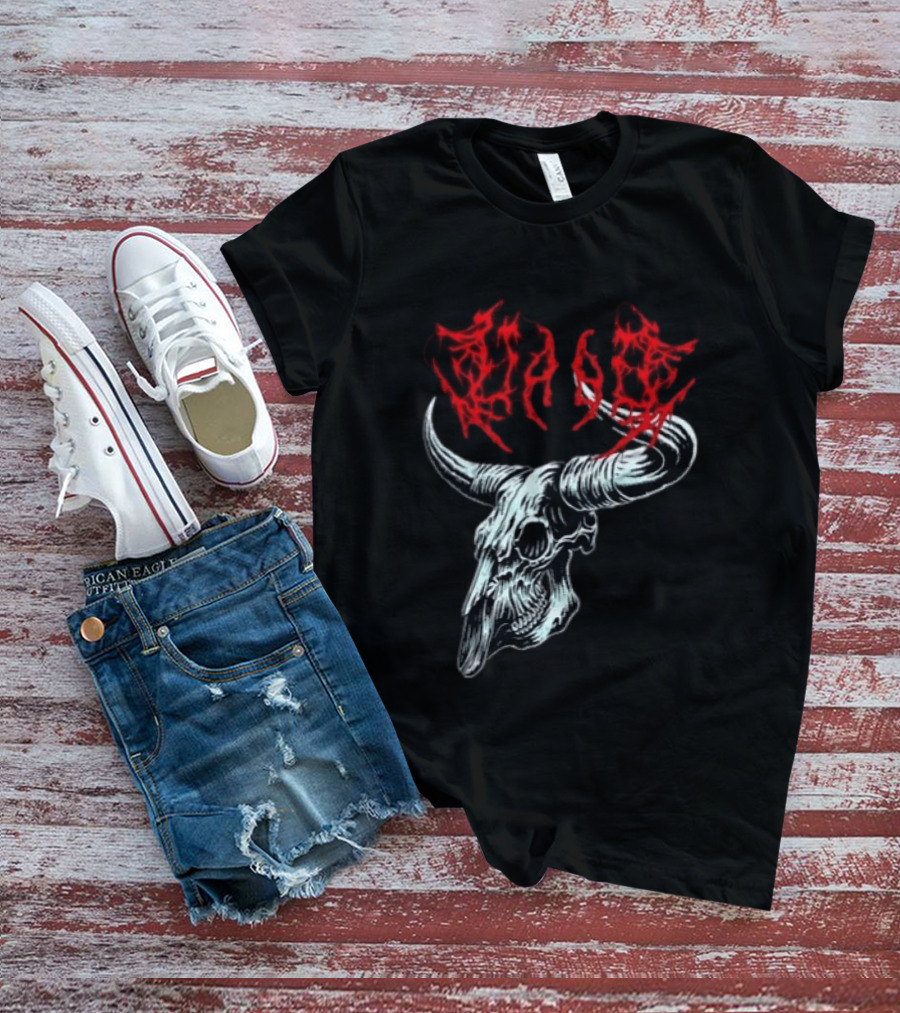 Merchdrop Upon A Burning Body Metal Texas Skull Red T-Shirt